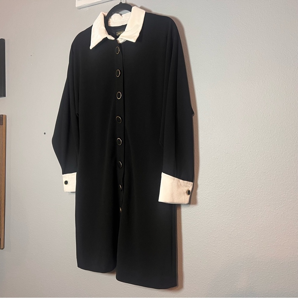 Alexia Admor Womens Velvet Button Front Mini Dress Sz 6 Black White Mod Collar